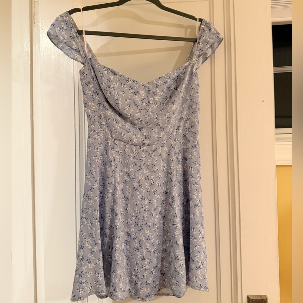 Reformation Blue Mini Dress with Sweetheart Neckline